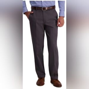 Men's Haggar Iron Free Premium Khaki Straight, 38x32, Dark Grey
